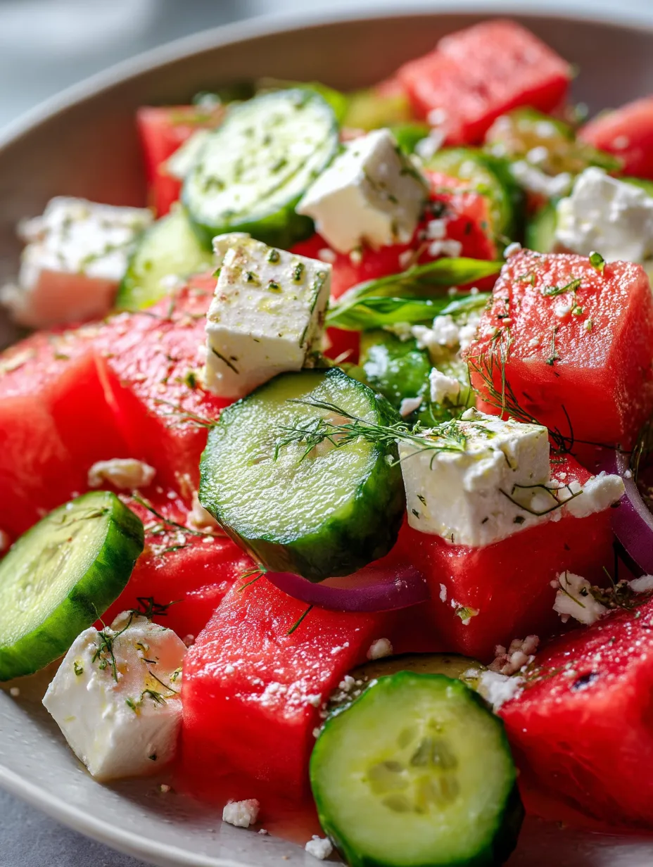 Watermelon + Cucumber + Feta Salad
