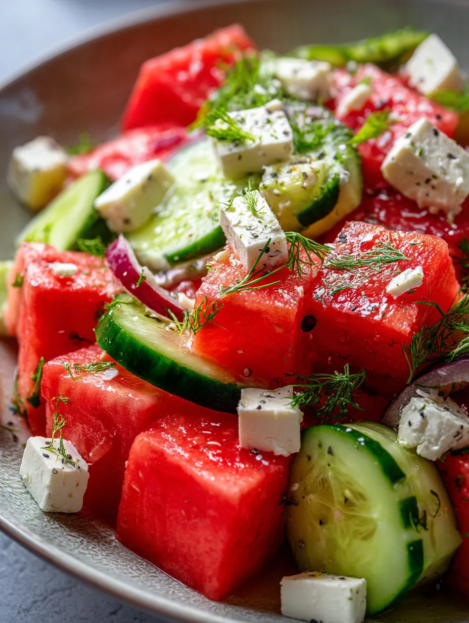 Watermelon + Cucumber + Feta Salad