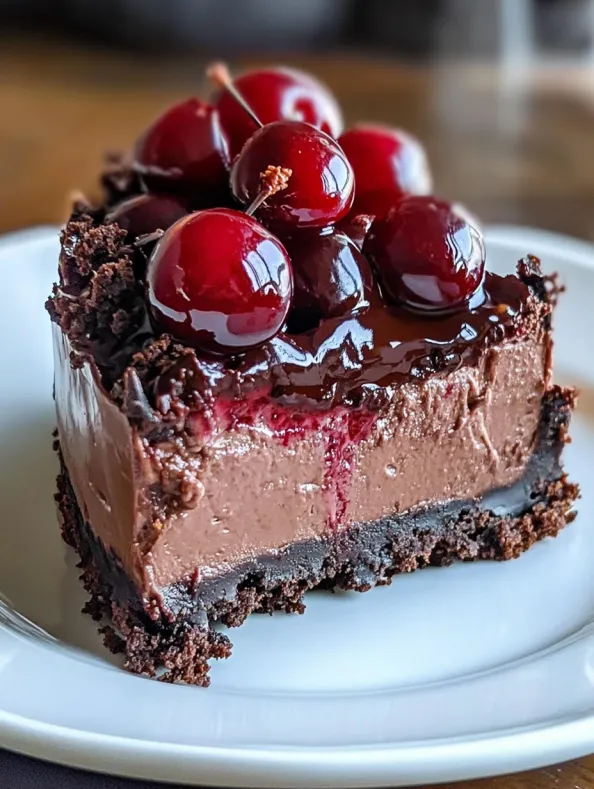 Dark Chocolate Cherry Cheesecake