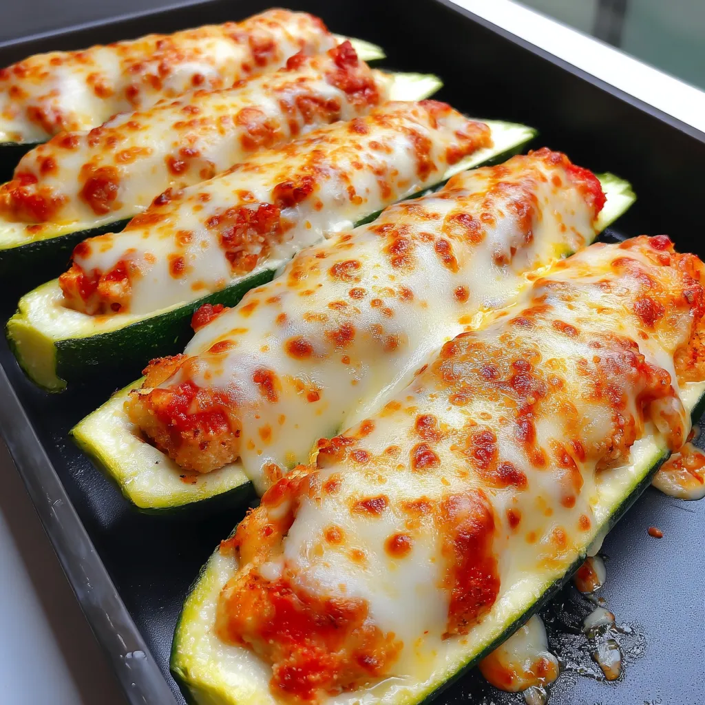 Chicken Parmesan Stuffed Zucchini Boats