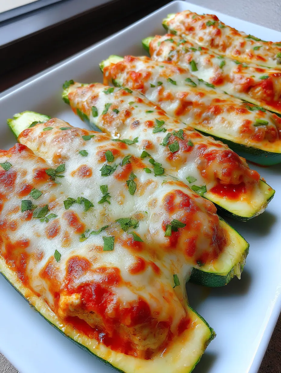 Chicken Parmesan Stuffed Zucchini Boats