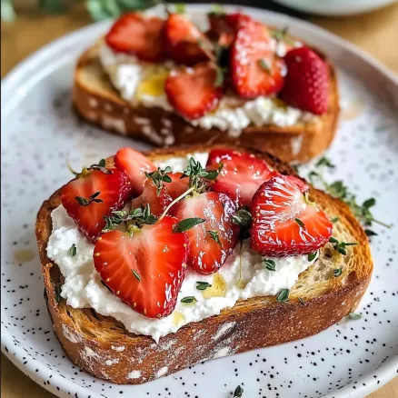 Roasted Strawberry Whipped Ricotta Toast