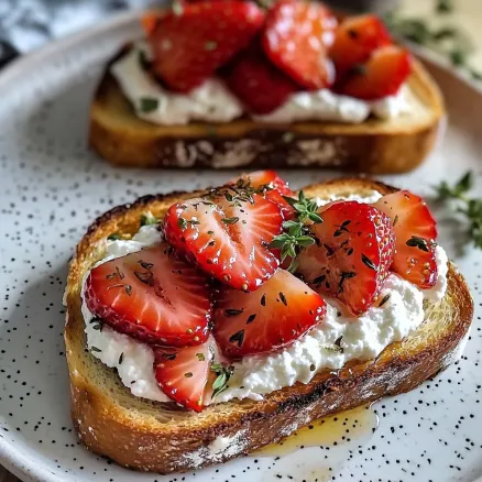 Roasted Strawberry Whipped Ricotta Toast