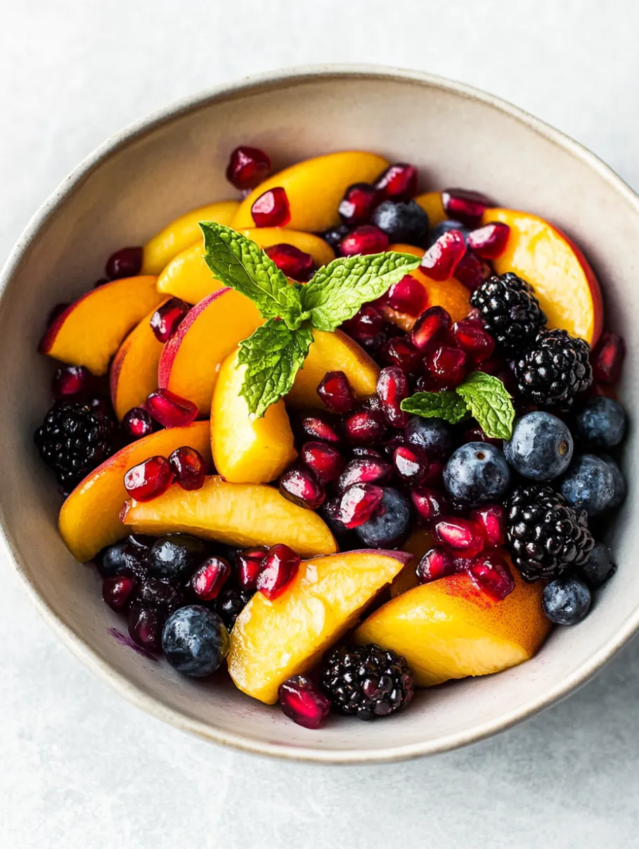 Honey Lime Basil Peach Fruit Salad