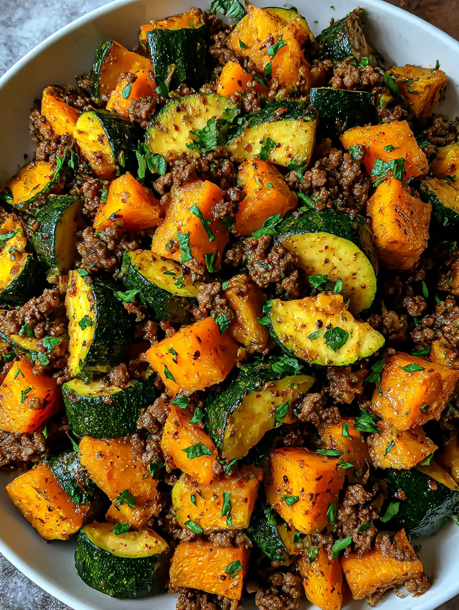 Ground Beef Zucchini Sweet Potato Skillet