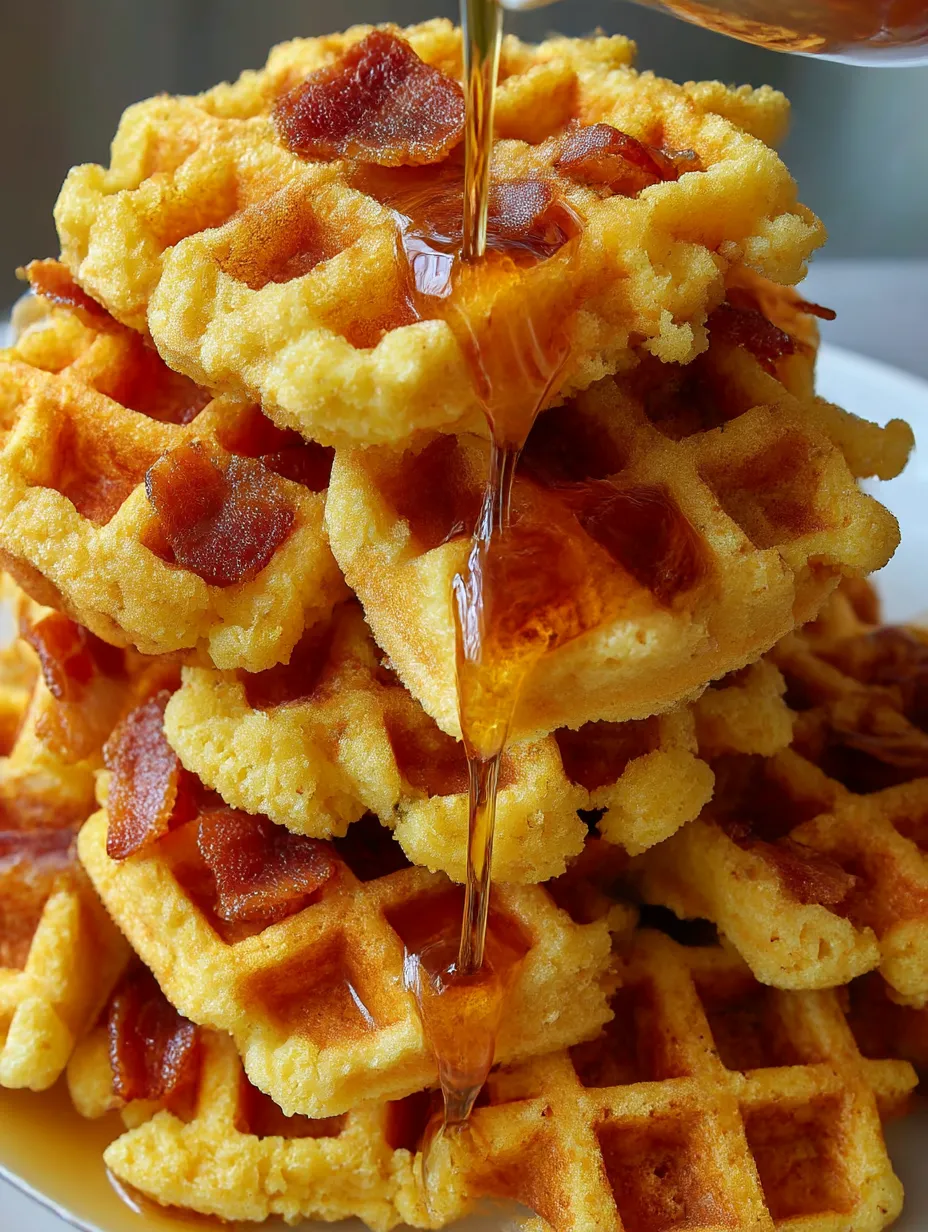 Cornbread Waffle Bites with Honey Butter Syrup