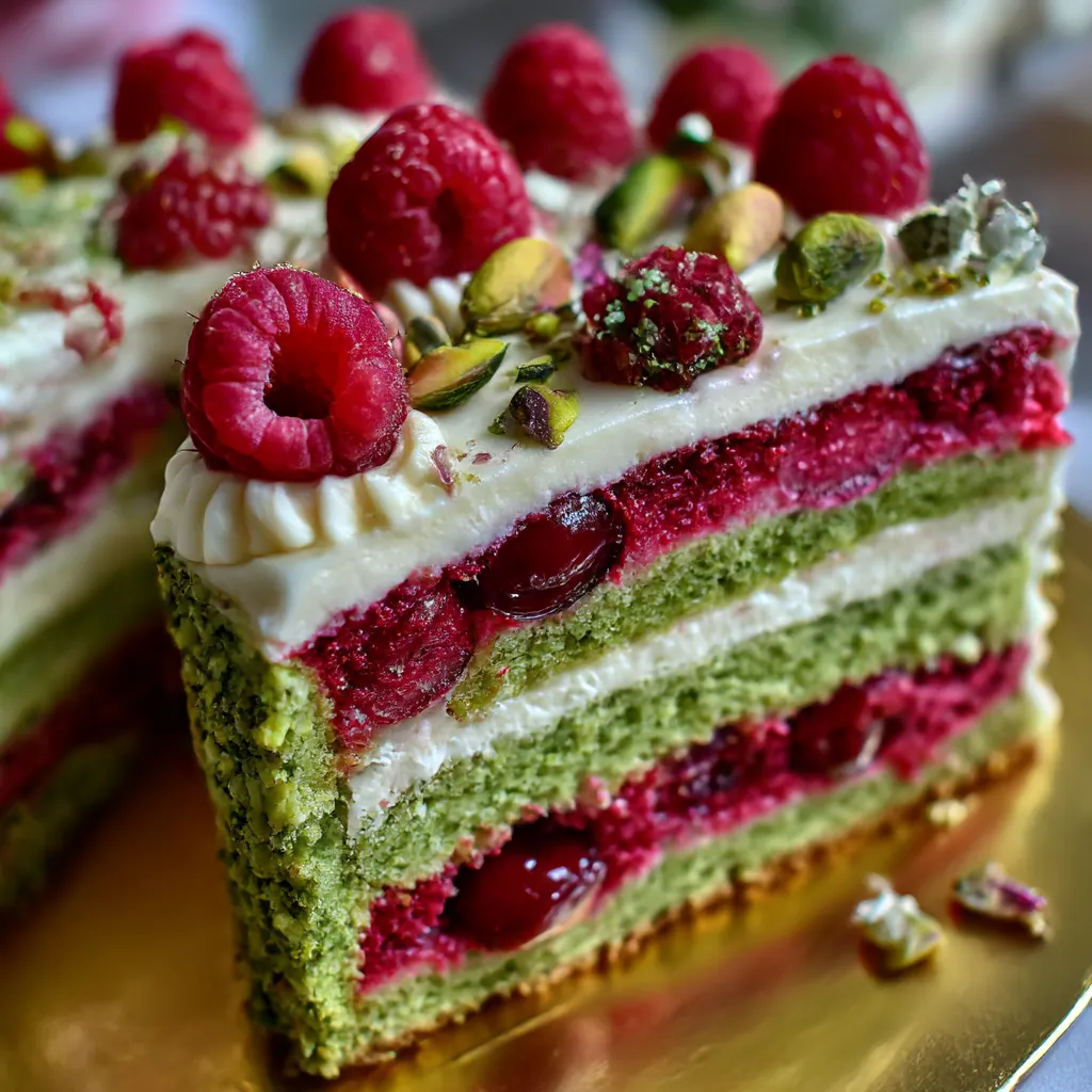 Heavenly Pistachio Raspberry Dream Cake