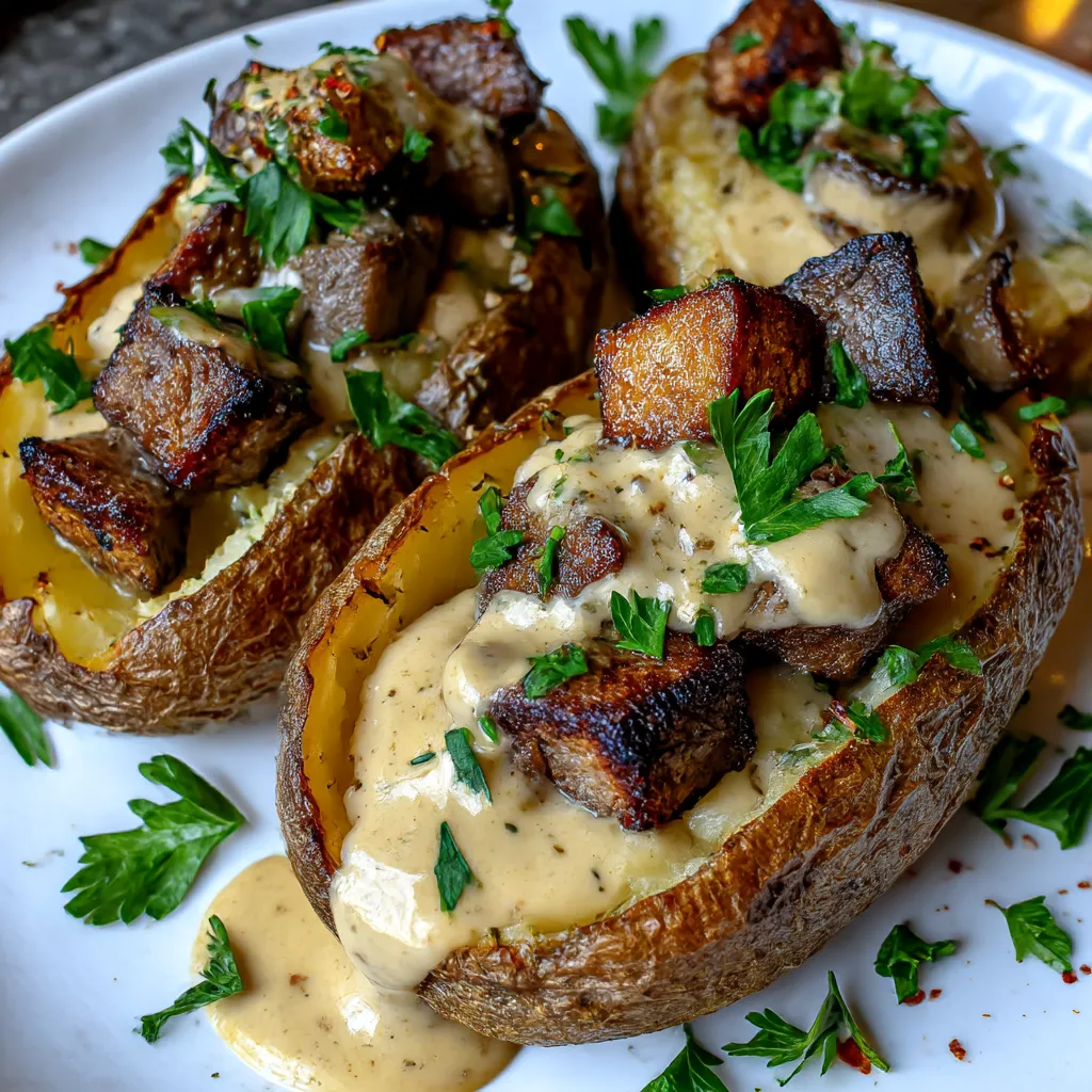 Loaded Baked Potato with Steak Bites