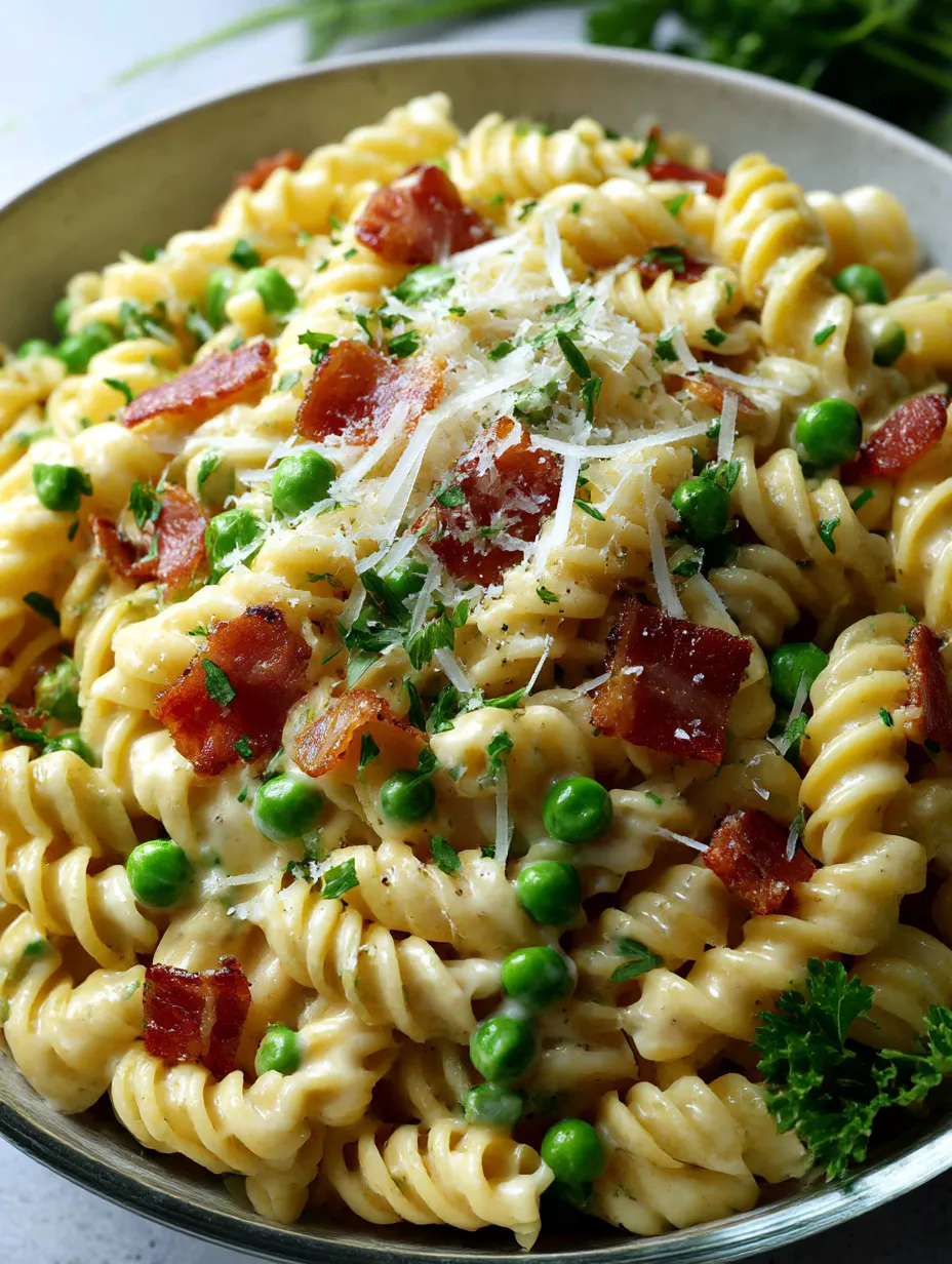 Creamy Pea and Bacon Pasta Salad