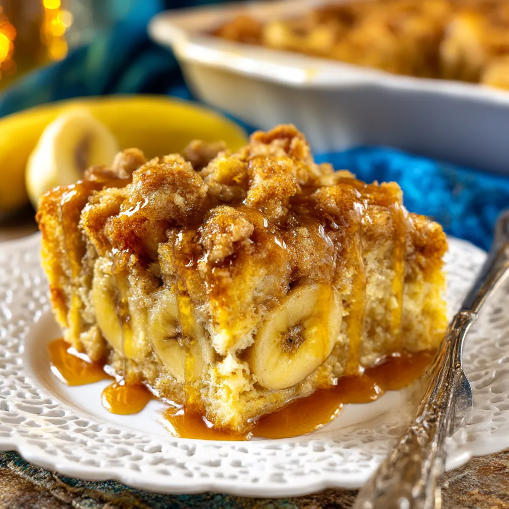 Overnight Baked Banana French Toast Casserole