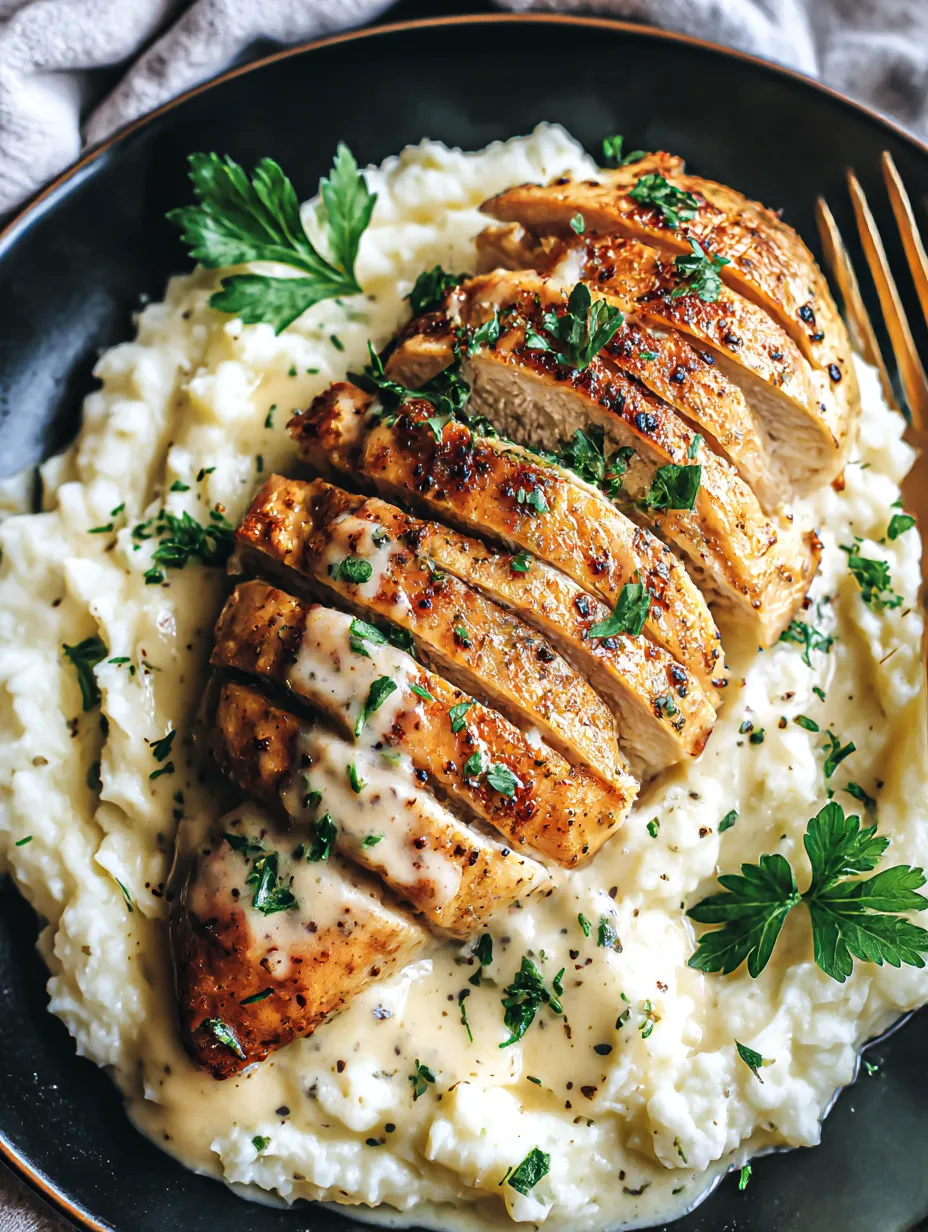 A plate of food with chicken and potatoes.