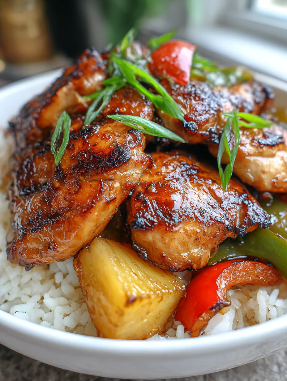 A bowl of Huli Huli Chicken.