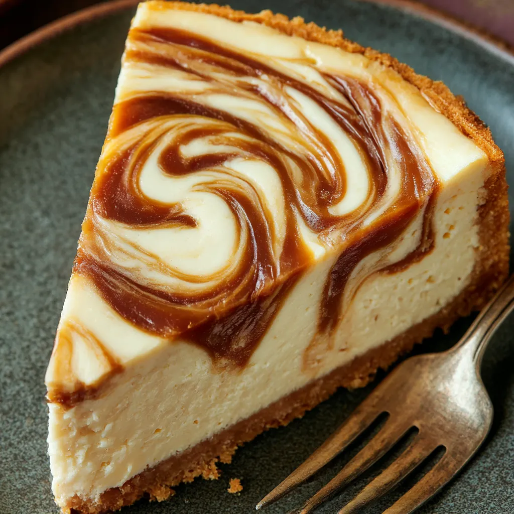 A slice of apple butter cheesecake.