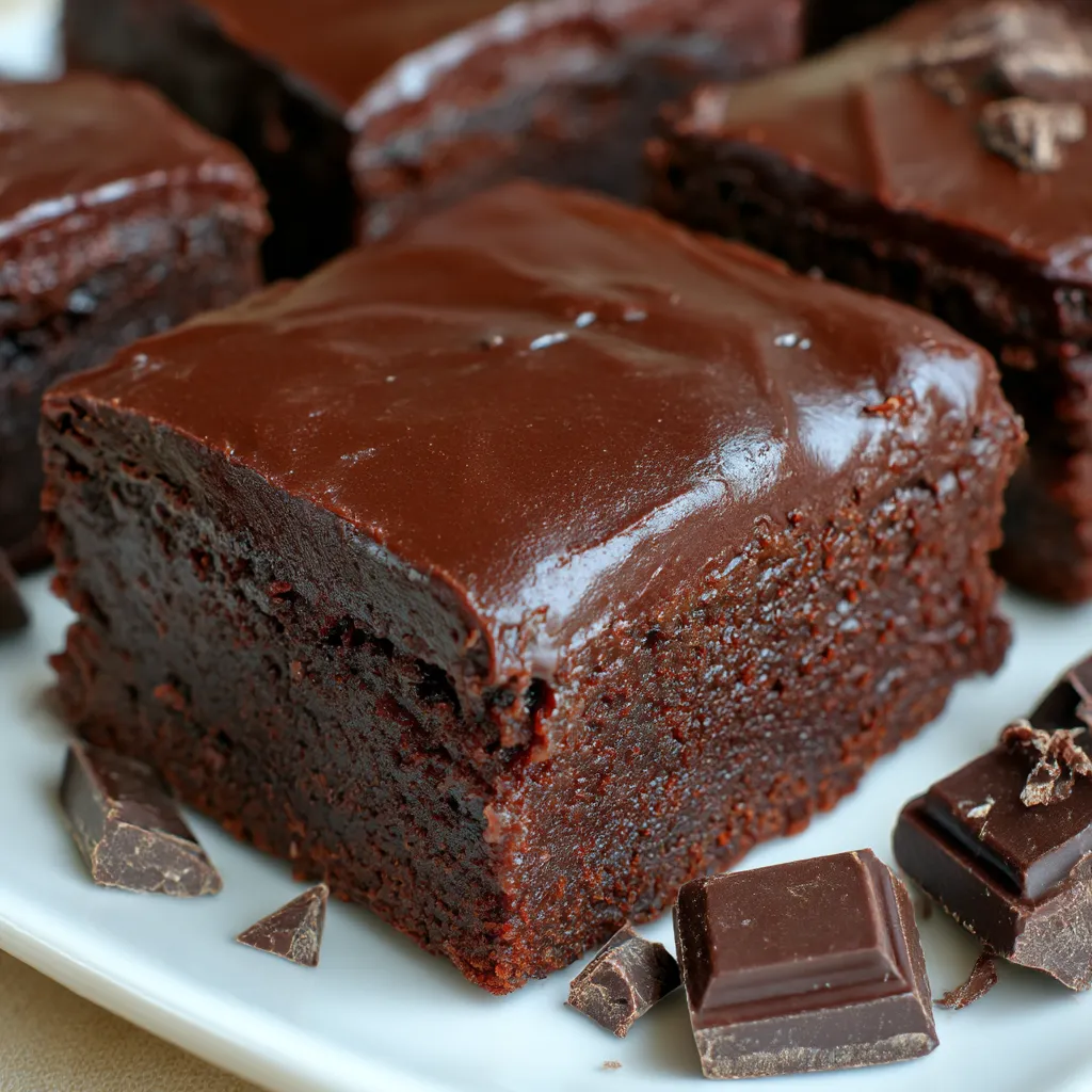 A plate of chocolate brownies.