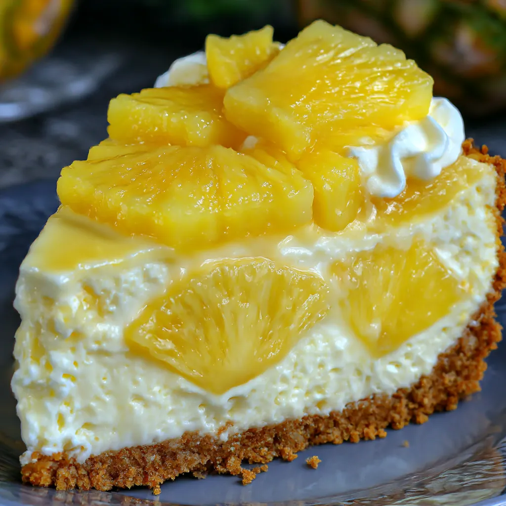 A slice of pineapple cheesecake.