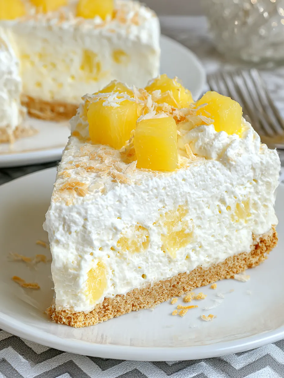 A slice of no-bake pineapple cream dessert.