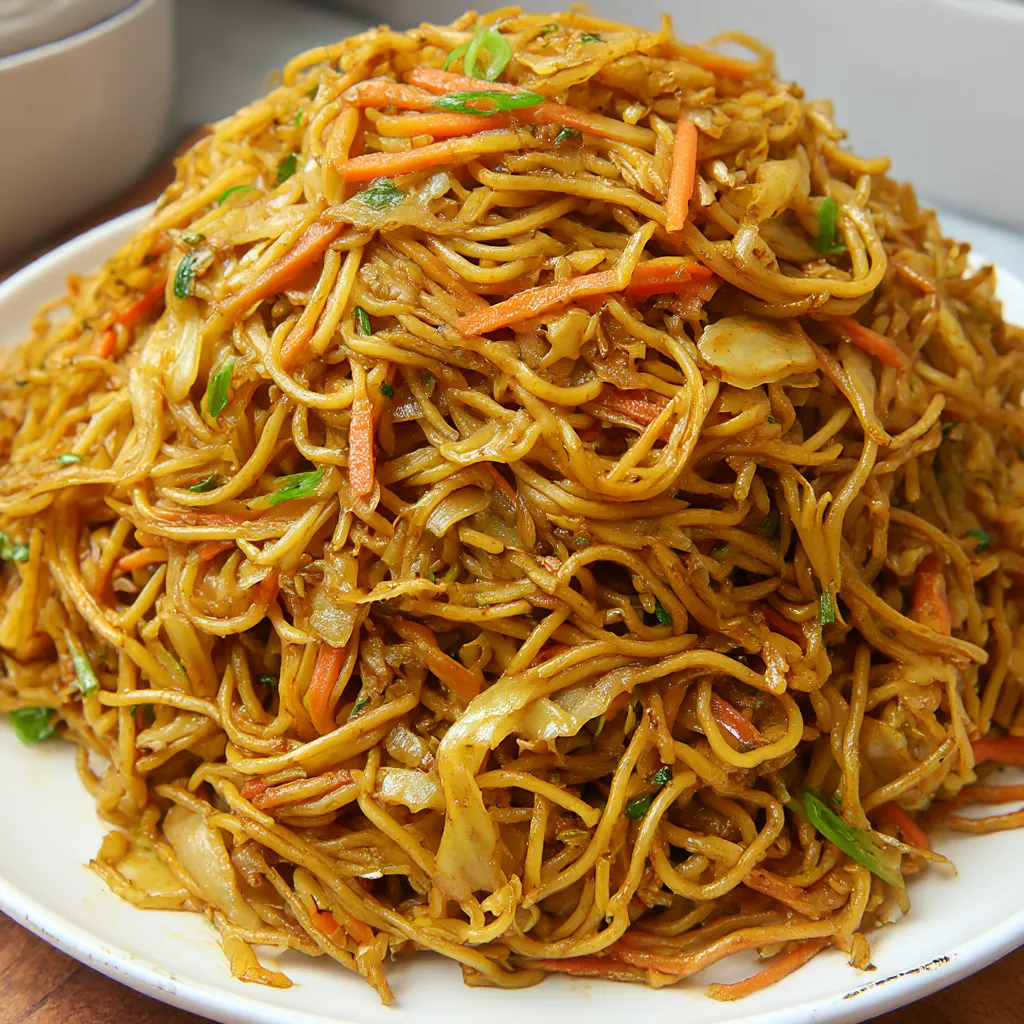 A plate of noodles with a variety of vegetables.