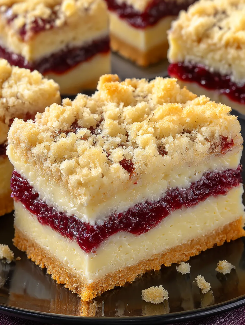 A slice of cake with a layer of cheese and fruit.