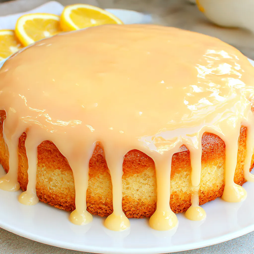 A white cake with a glaze on top.