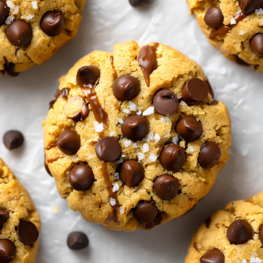 A chocolate chip cookie with white sugar on top.
