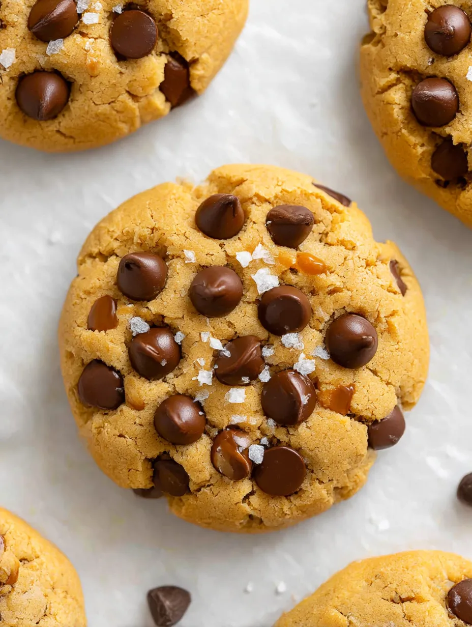 A chocolate chip cookie with white sugar on top.