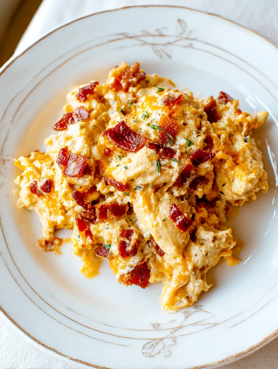A plate of food with bacon and cheese.