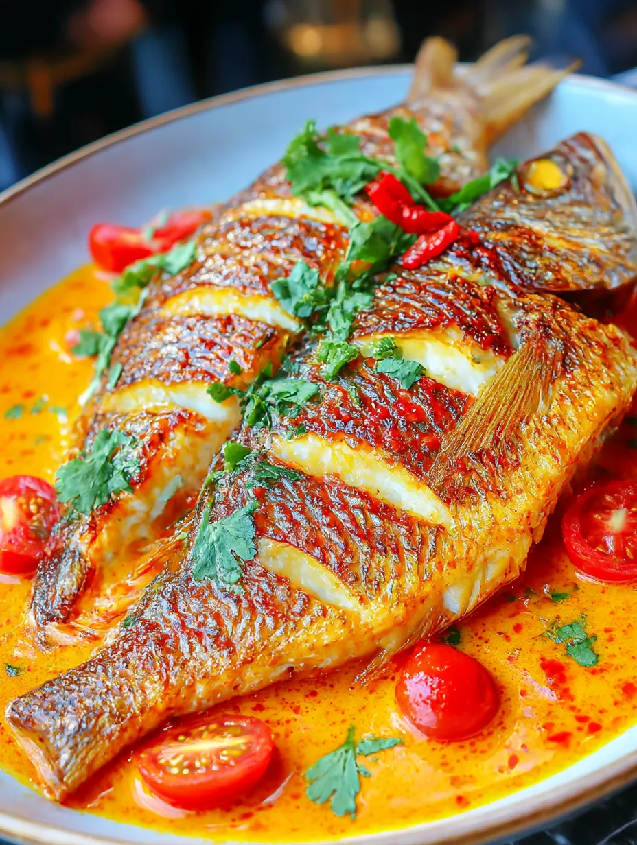 A red snapper with creamy Creole sauce.