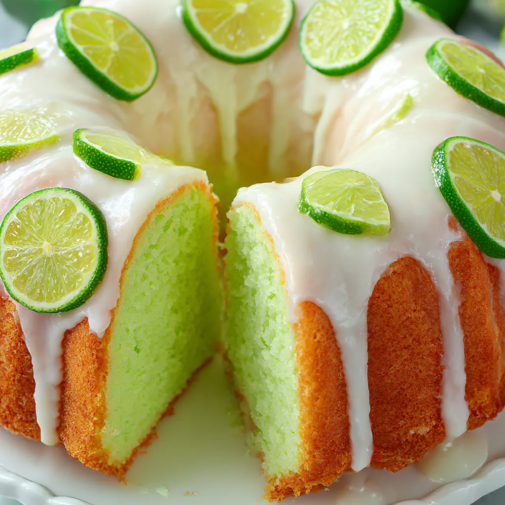 A slice of key lime pound cake.