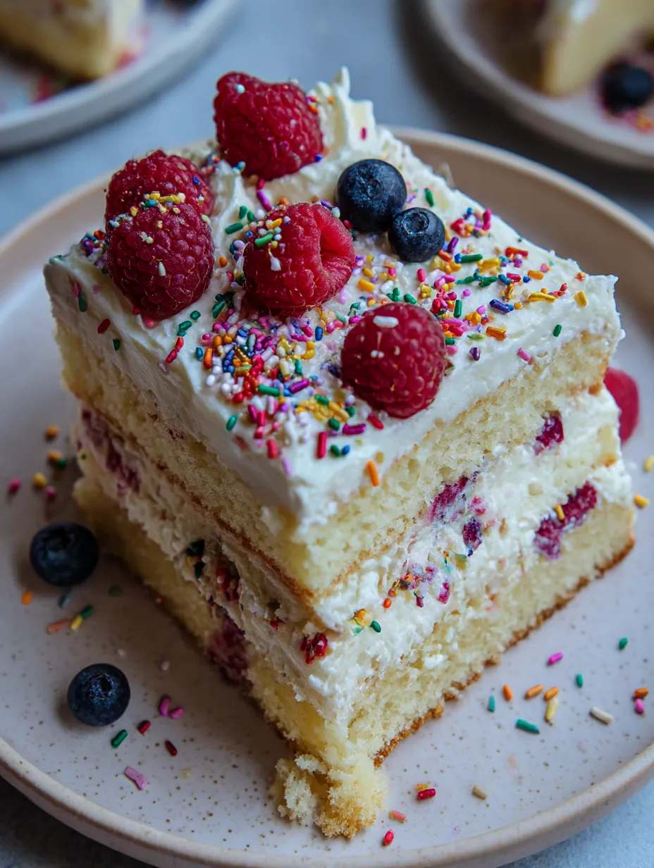 A slice of milk bar white sheet cake.