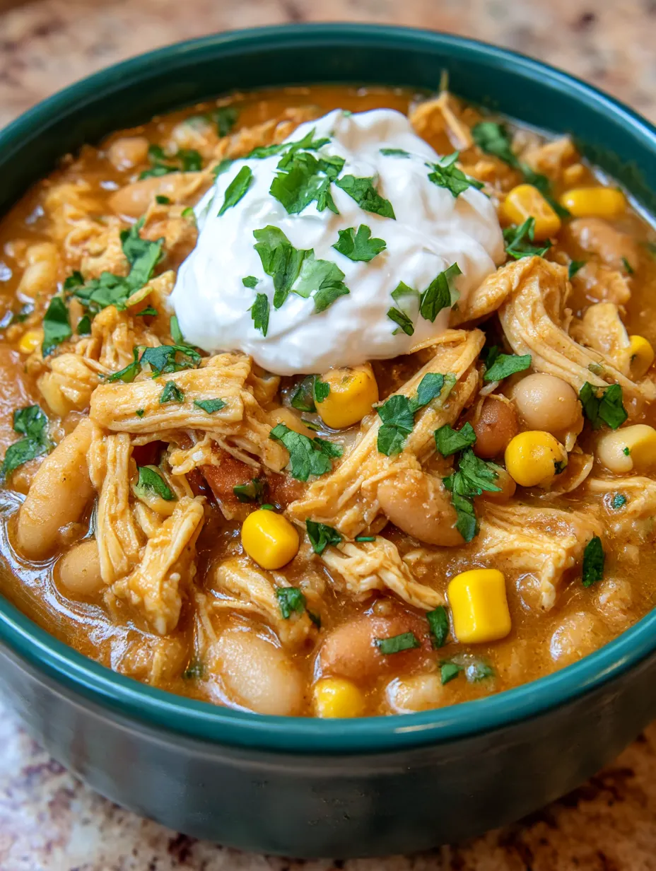 A bowl of chicken chili with white cheese on top.