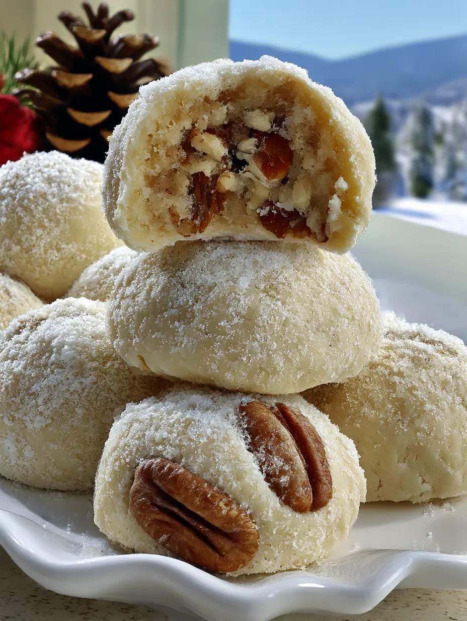 A plate of pecan butterballs.