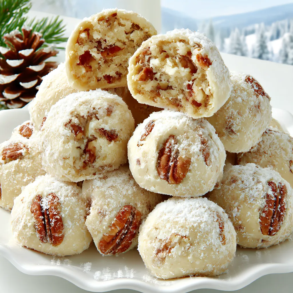 A plate of pecan butterballs.