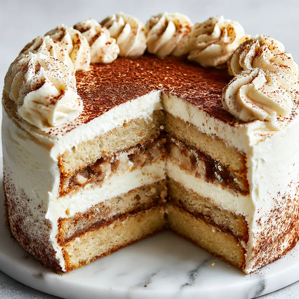 A slice of the best Tiramisu cake with Mascarpone frosting.