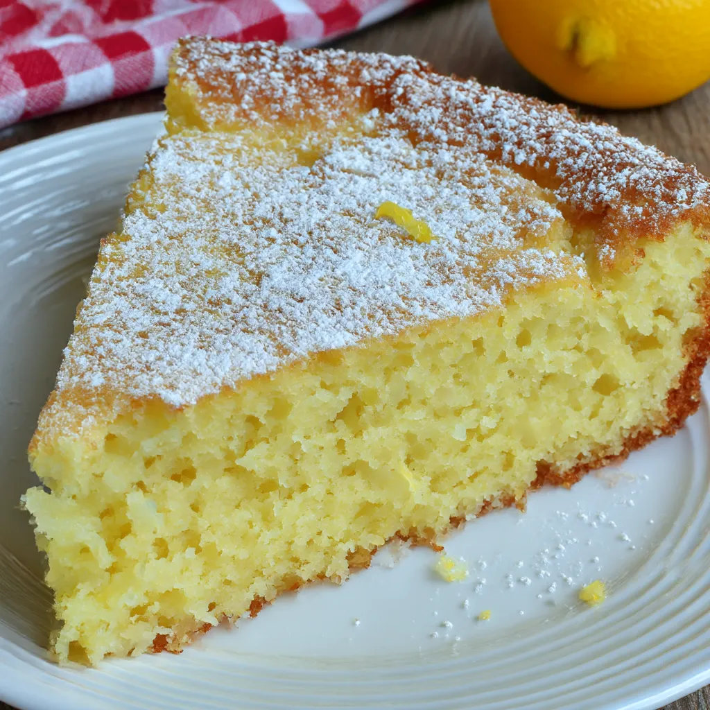 A slice of Italian lemon ricotta cake.