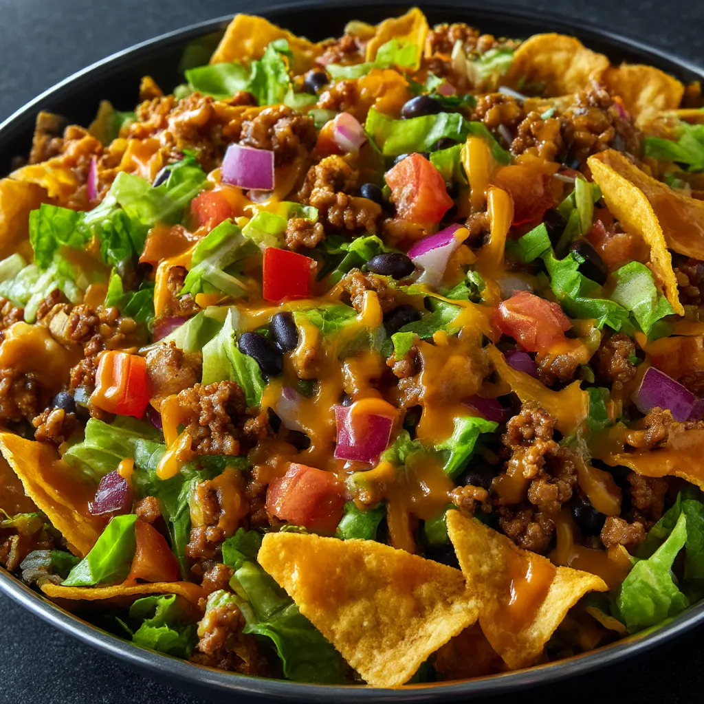 A bowl of Doritos Taco Salad.