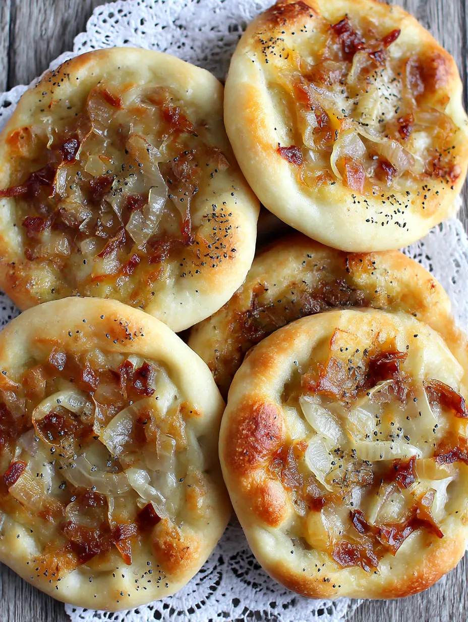A pile of onion flatbreads.