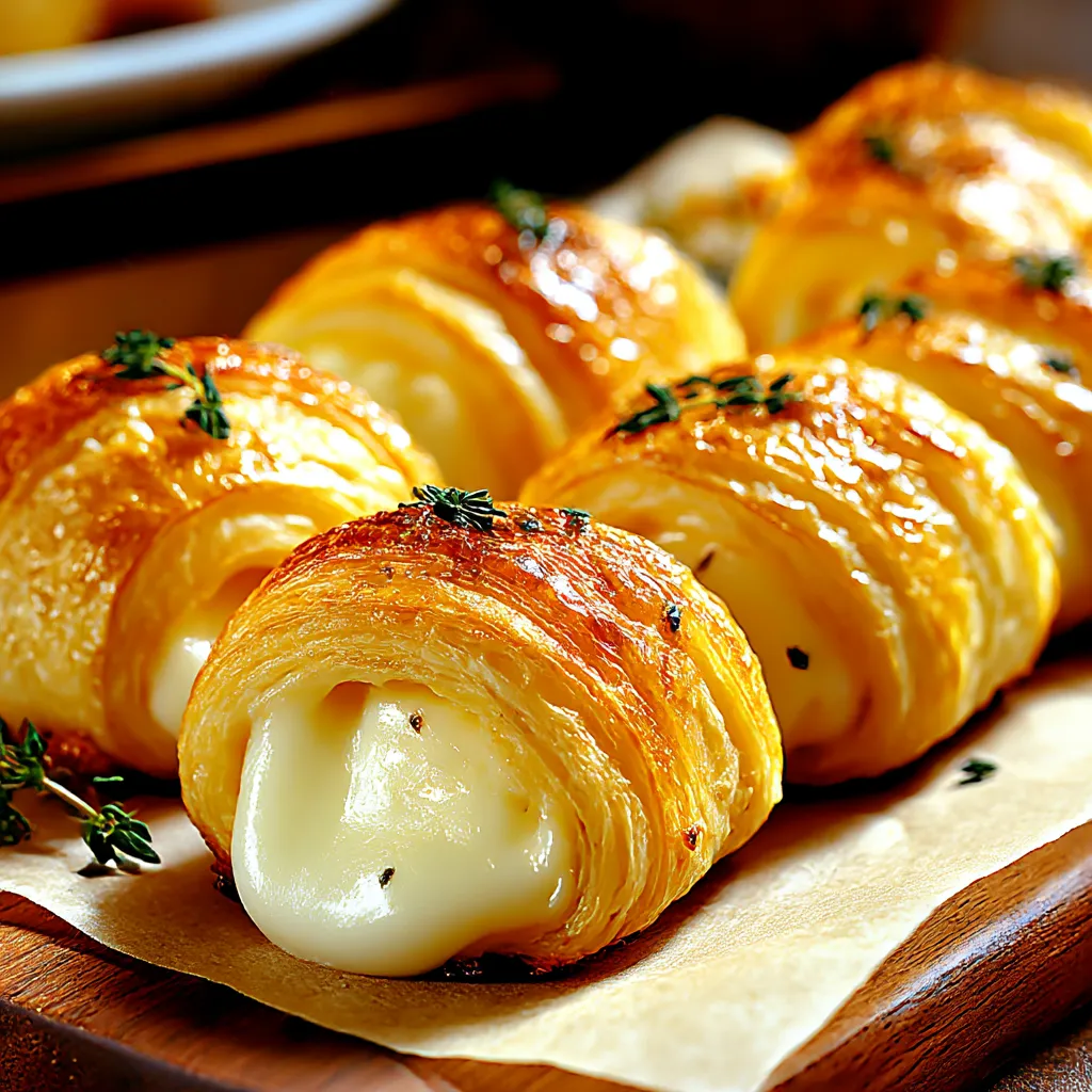 Golden rolls with cheese and garlic butter.