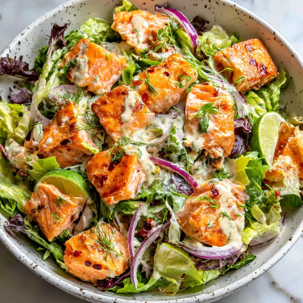 A bowl of salmon salad.