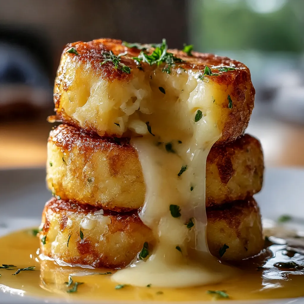 Mashed potato cheese puffs with sauce.