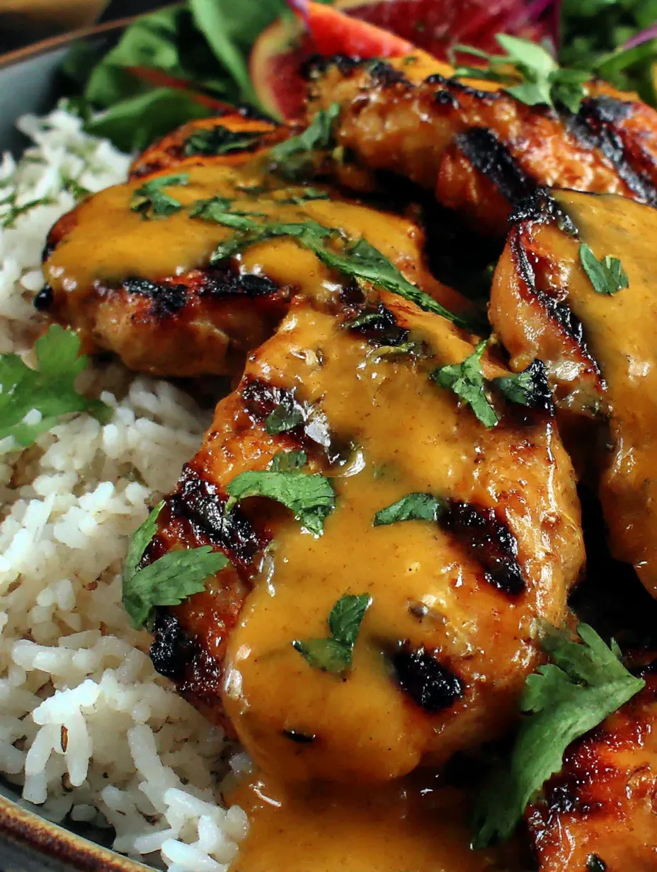 A close up of a piece of chicken with a spicy sauce.