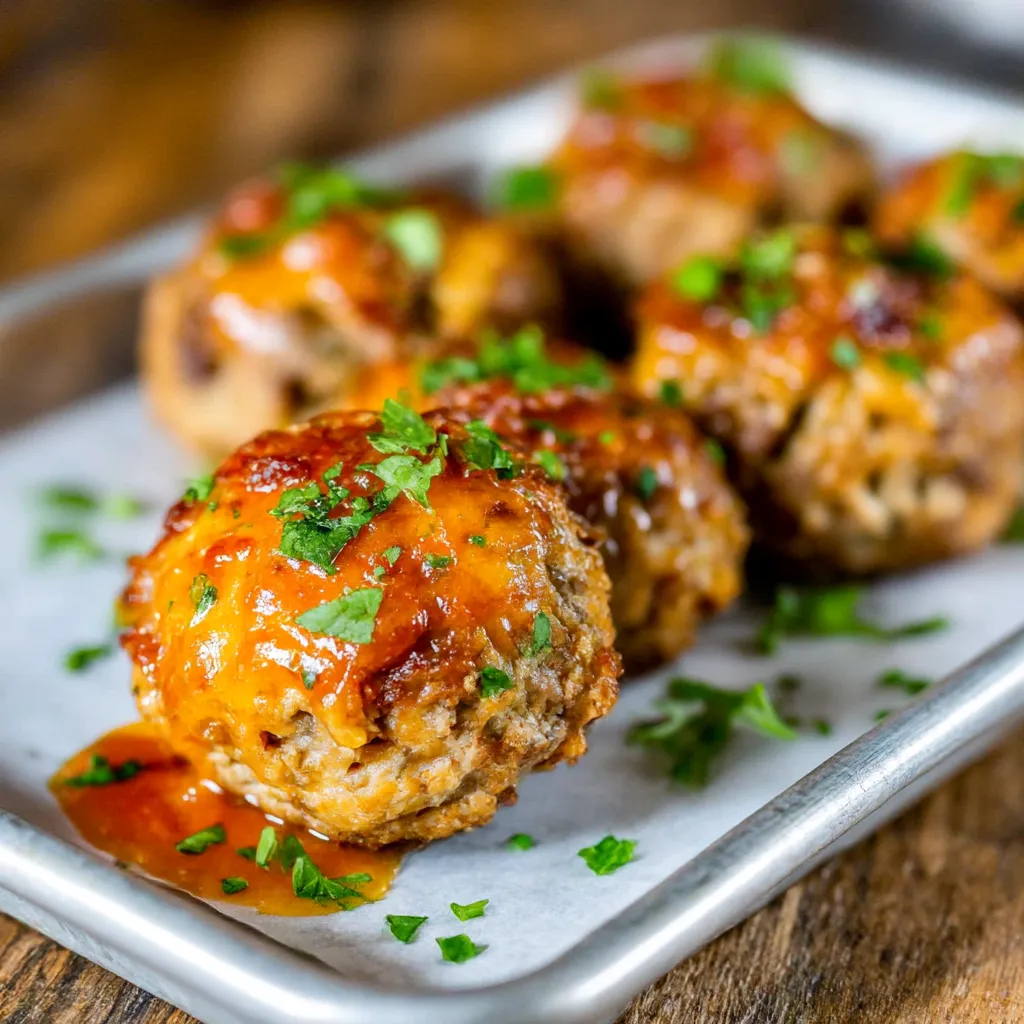A plate of mini BBQ bacon cheddar meatloaf.