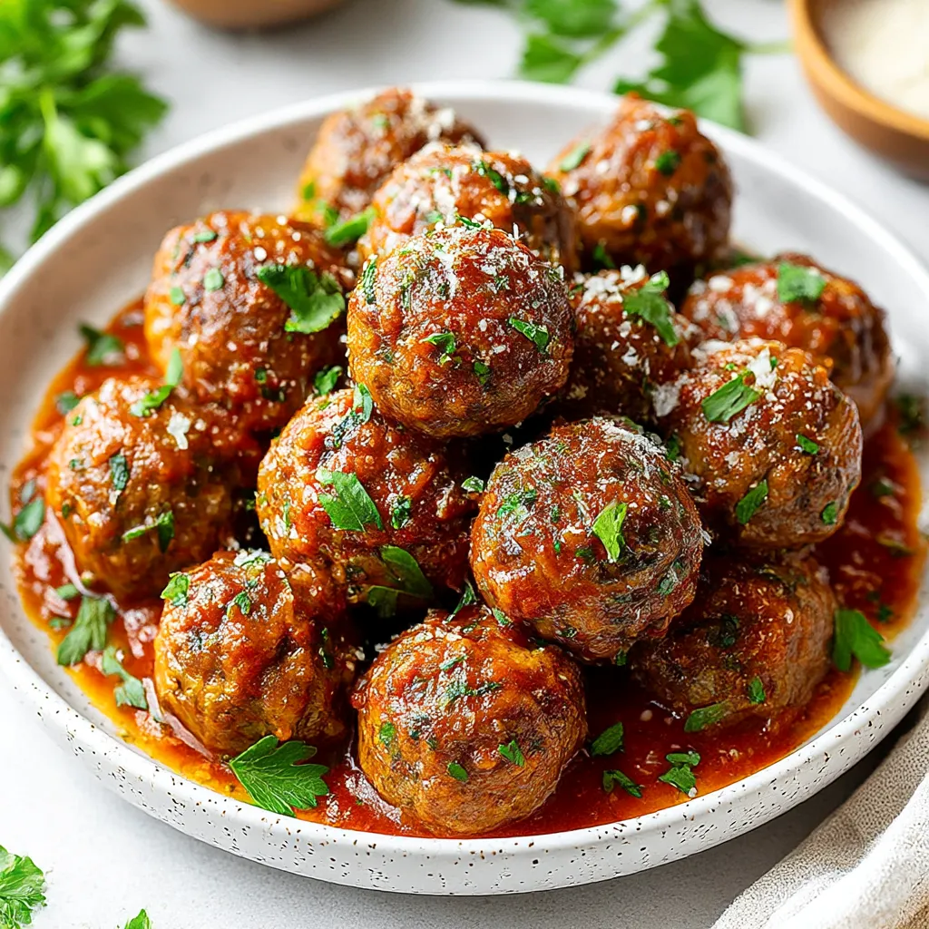A plate of meatballs with sauce.