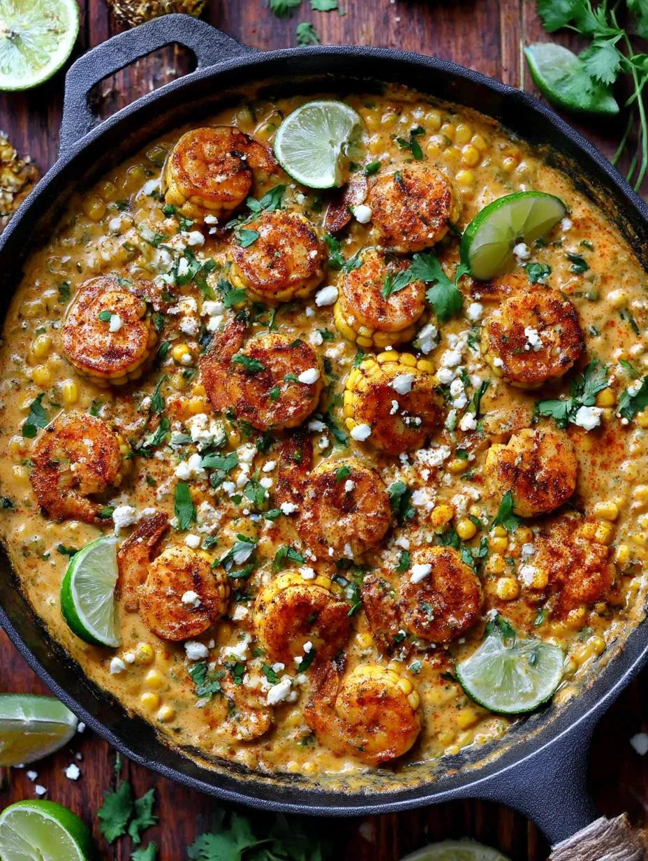 A dish of shrimp and creamed corn.