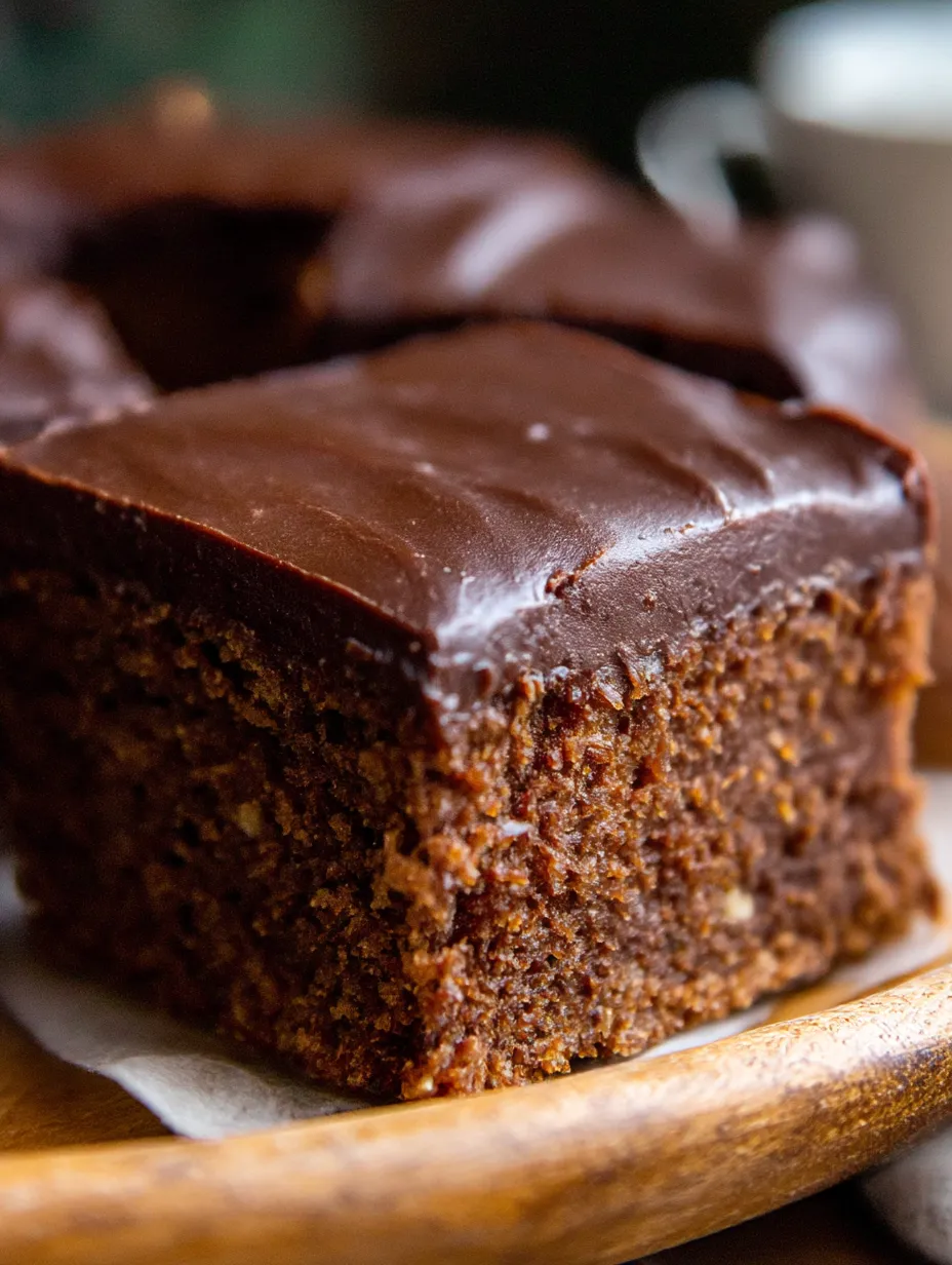 A slice of chocolate cake with a sweet potato base.
