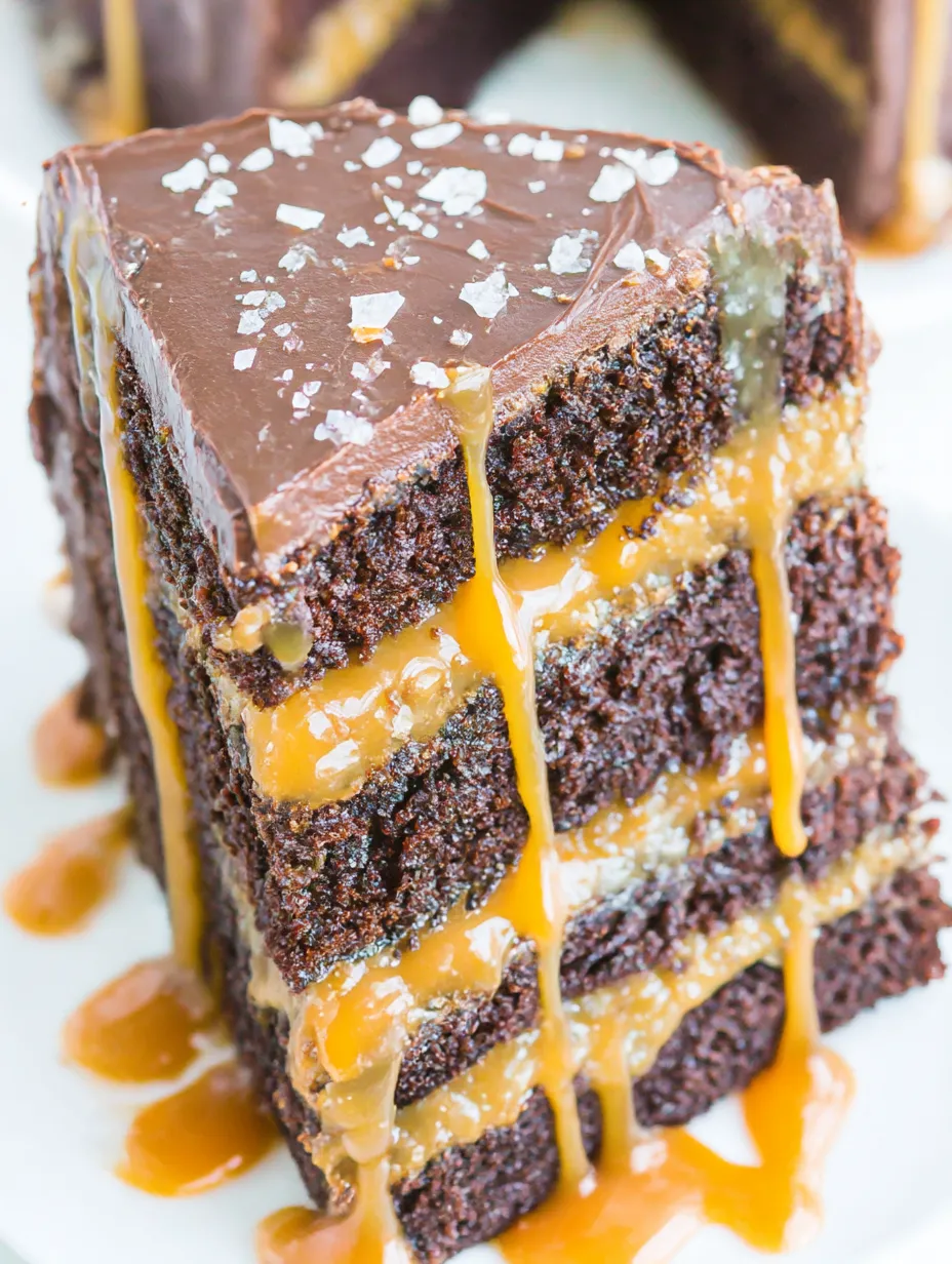 A slice of caramel chocolate cake.