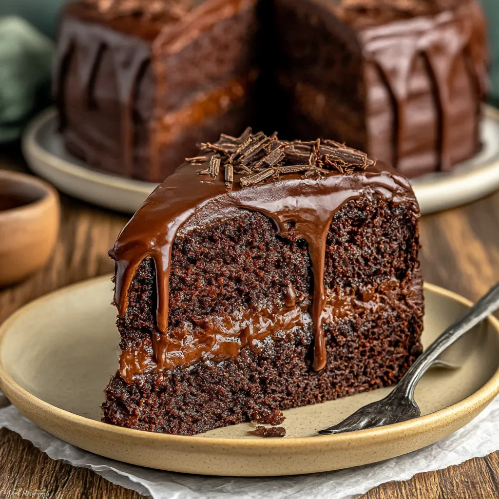 A slice of Matilda's Chocolate Cake.