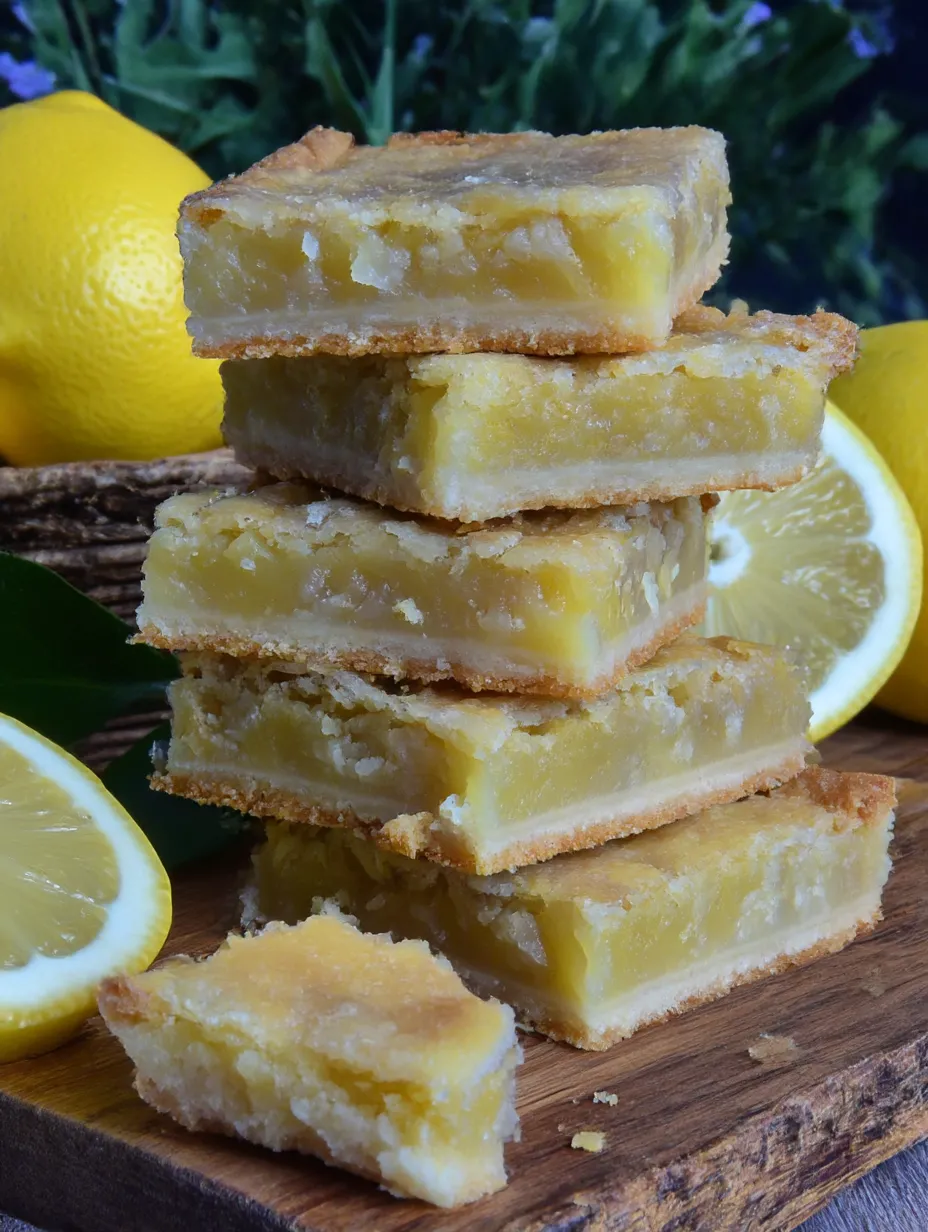 A stack of lemon pies on a table.