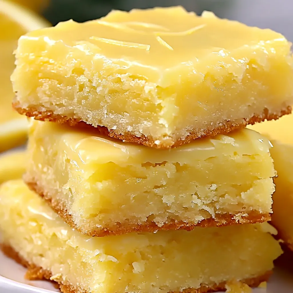Lemon brownies on a plate.