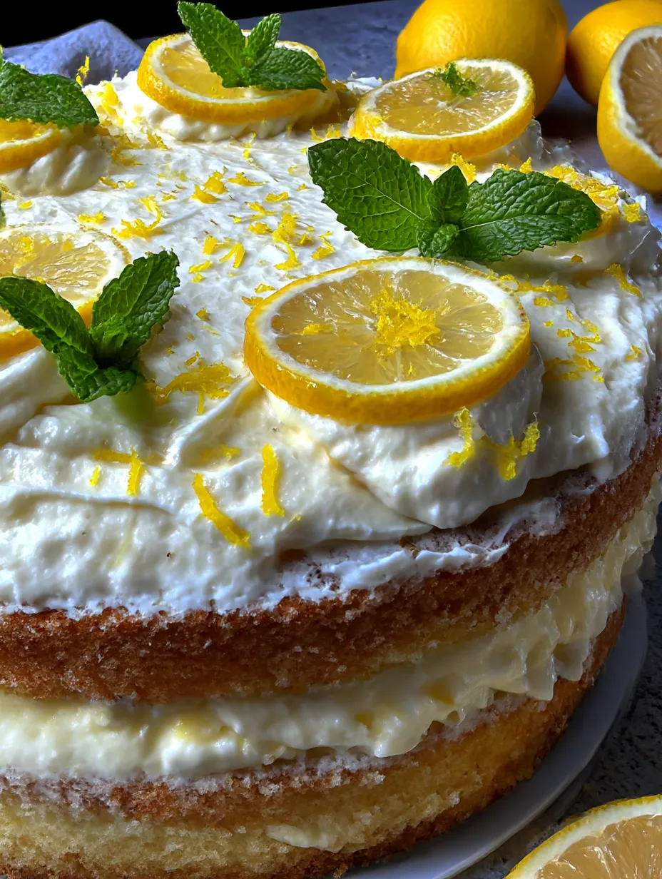 A cake with lemon slices on top.