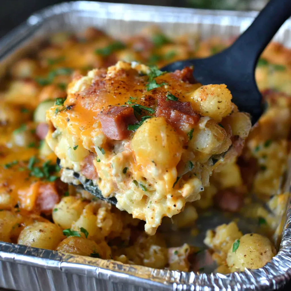 A BBQ Breakfast Scrambler is being served.